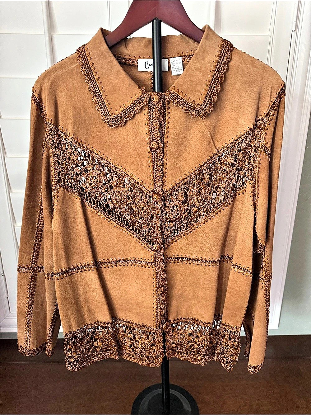 Vintage Corducci Brown Suede Crochet Jacket – Boho Western